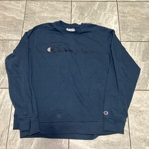 Champion XXL Navy Blue Crewneck Sweatshirt Script Logo Pullover